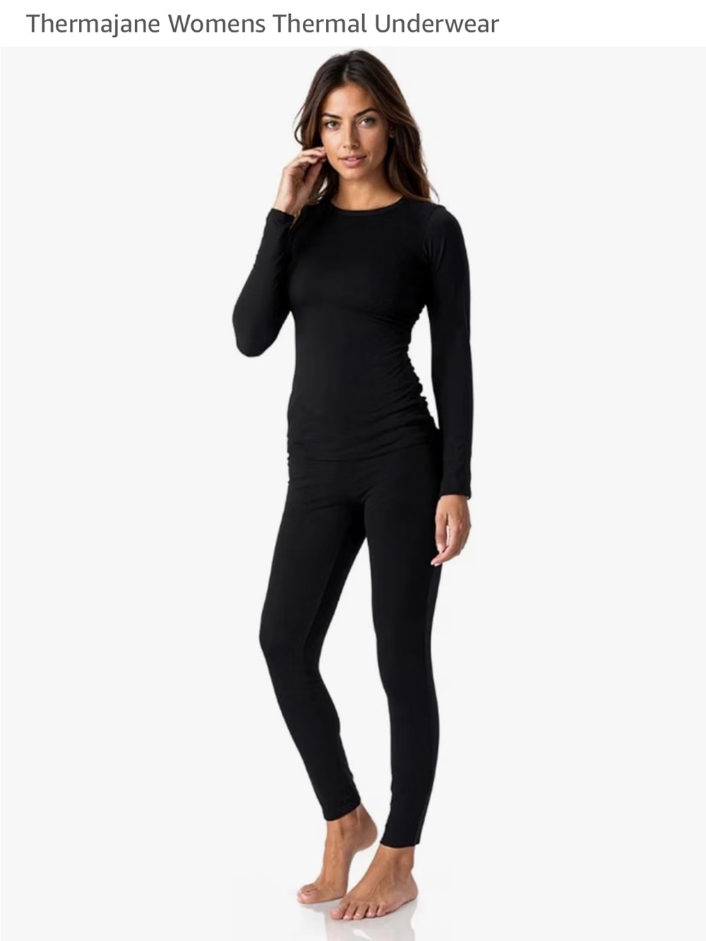 Women's Thermal Top & Legging Set - Black - Picture 1 of 4